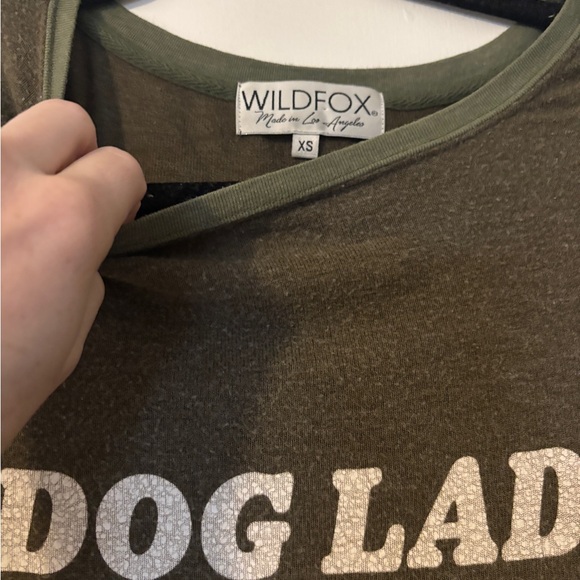 Wildfox Olive Green “Dog Lady” Sweatshirt, Size XS - Picture 2 of 3